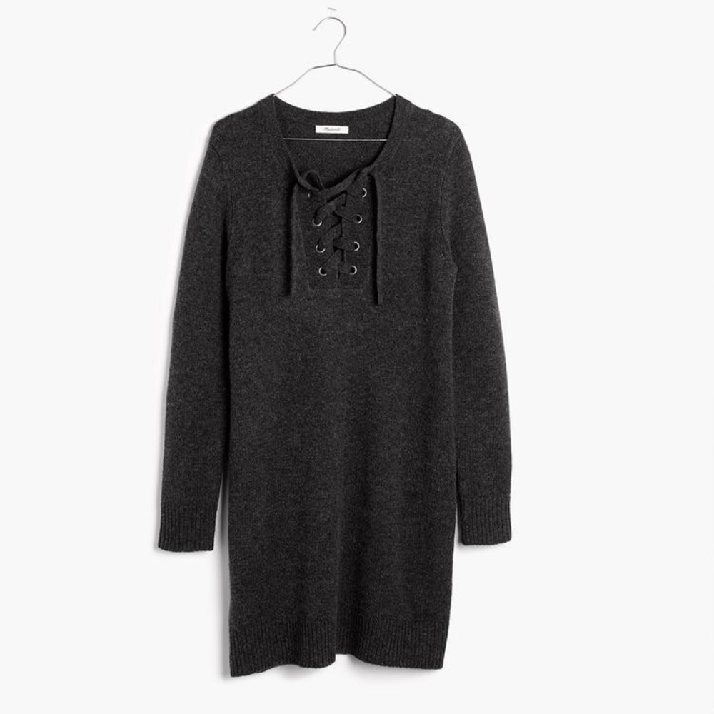 {Madewell} lace-up sweater dress